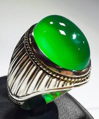 انگشتر عقيق سبز يمنی نقره مردانه