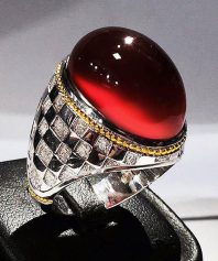 A-692 انگشتر عقیق سرخ شطرنجی